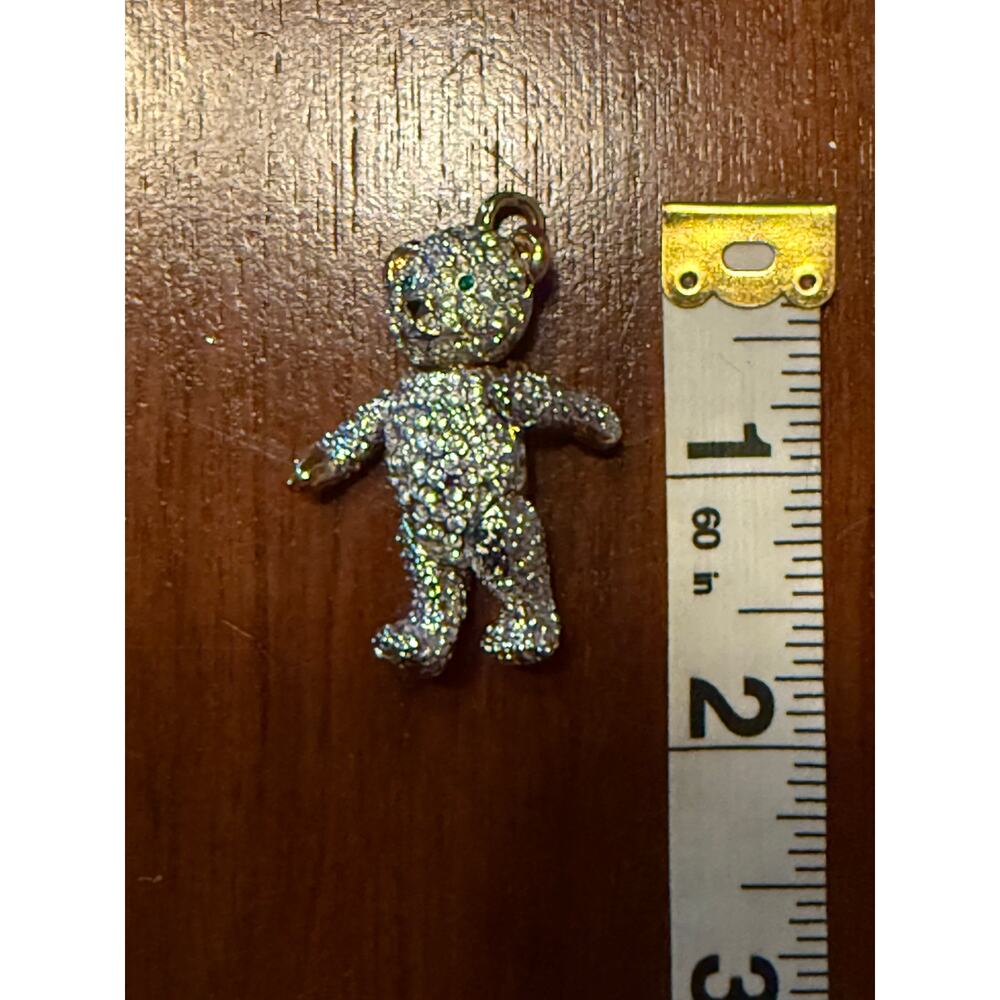 Vintage Articulated Teddy Bear Pave Brooch Pin